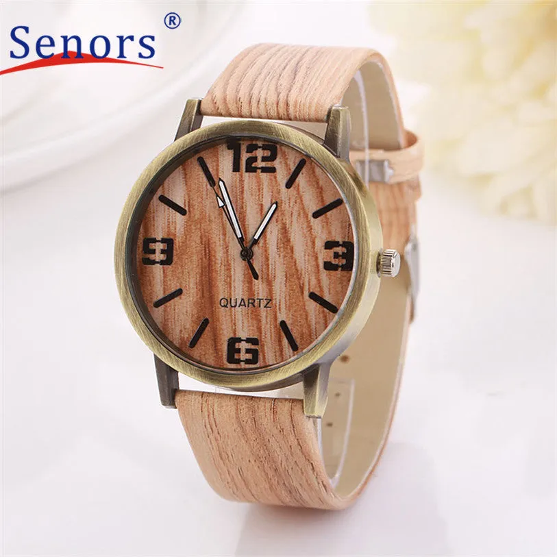 Superior New Wood Grain Watches Fashion Quartz Watch Wristwatch Gift for Women Men June 24