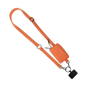 Tangerine Clip & Go Brushed Vegan Leather Phone Lanyard - Rfid Pouch