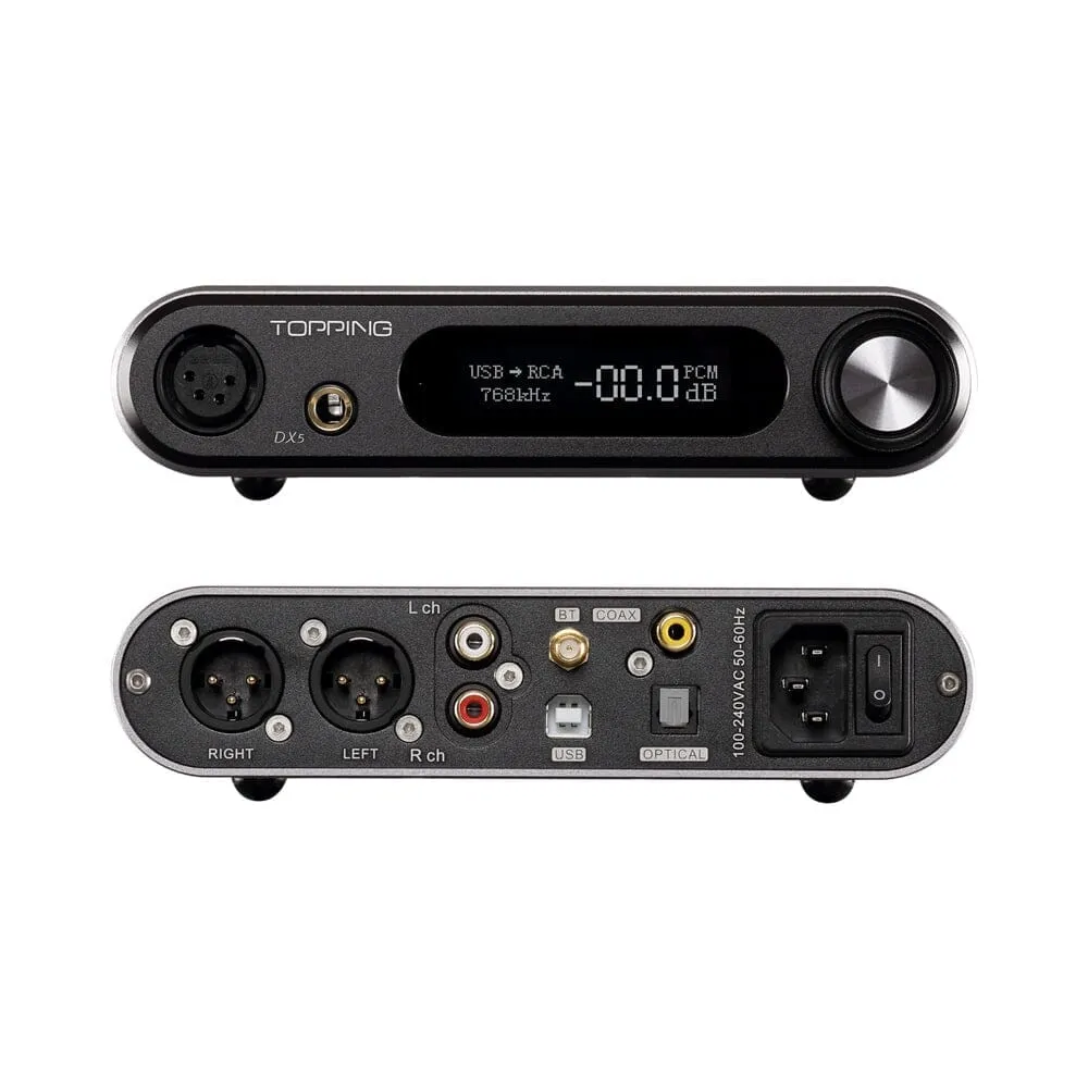 TOPPING DX5 Lite Hi-Res Audio Bluetooth 2×ES9068AS USB DAC & Headphone AMP