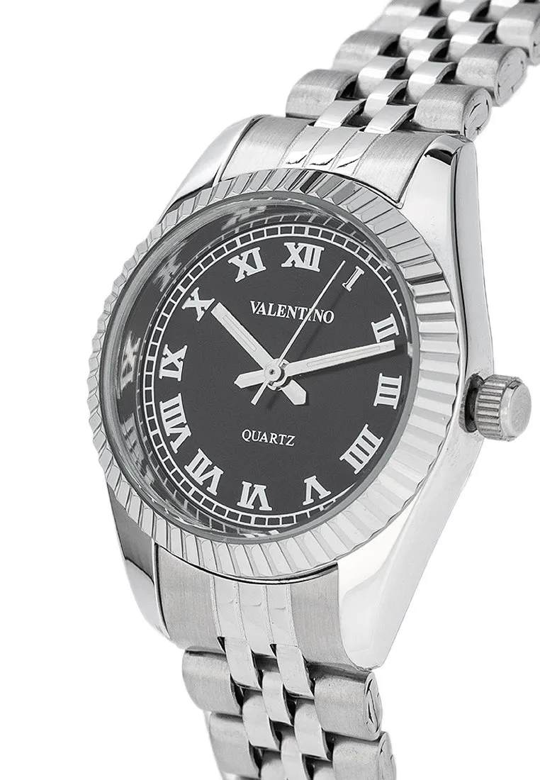 Valentino 20122405-BLACK DIAL Stainless Steel Strap Analog Watch for Women