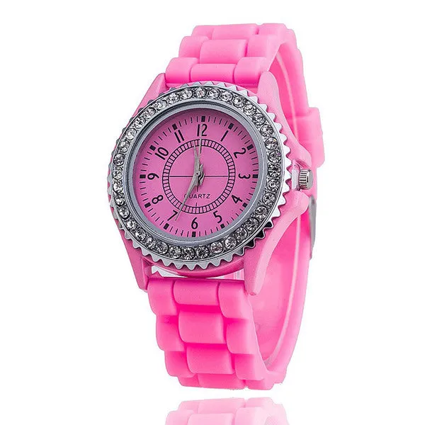 Vansvar Brand Silicone Watch Women Rhinestone Watches Fashion Casual Quartz Watch Sport watch Relogio Feminino BWSB02