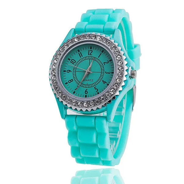 Vansvar Brand Silicone Watch Women Rhinestone Watches Fashion Casual Quartz Watch Sport watch Relogio Feminino BWSB02