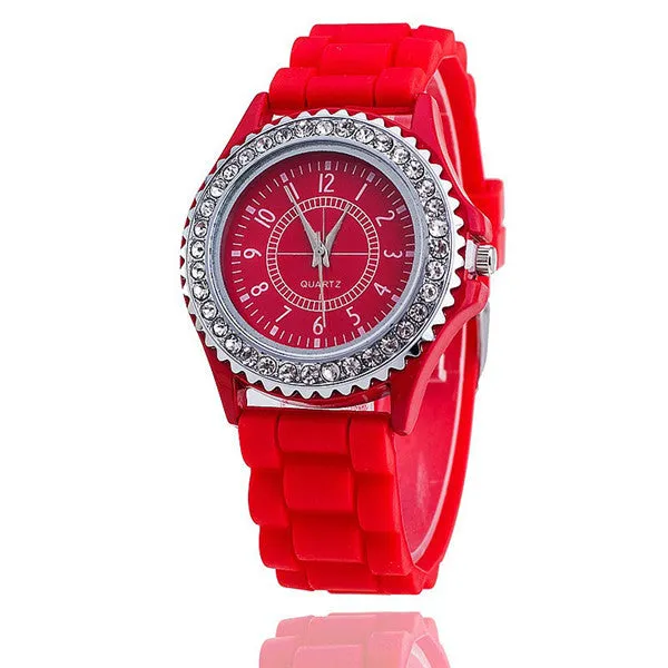 Vansvar Brand Silicone Watch Women Rhinestone Watches Fashion Casual Quartz Watch Sport watch Relogio Feminino BWSB02