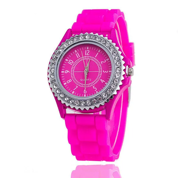 Vansvar Brand Silicone Watch Women Rhinestone Watches Fashion Casual Quartz Watch Sport watch Relogio Feminino BWSB02