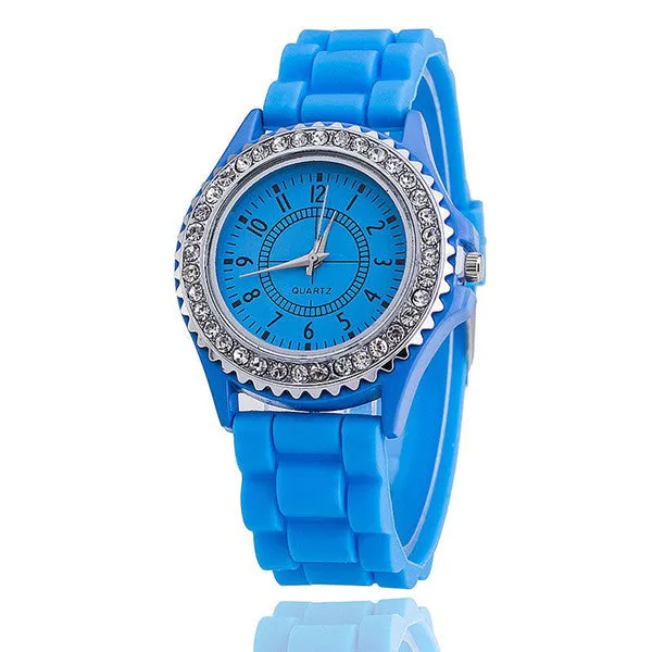 Vansvar Brand Silicone Watch Women Rhinestone Watches Fashion Casual Quartz Watch Sport watch Relogio Feminino BWSB02