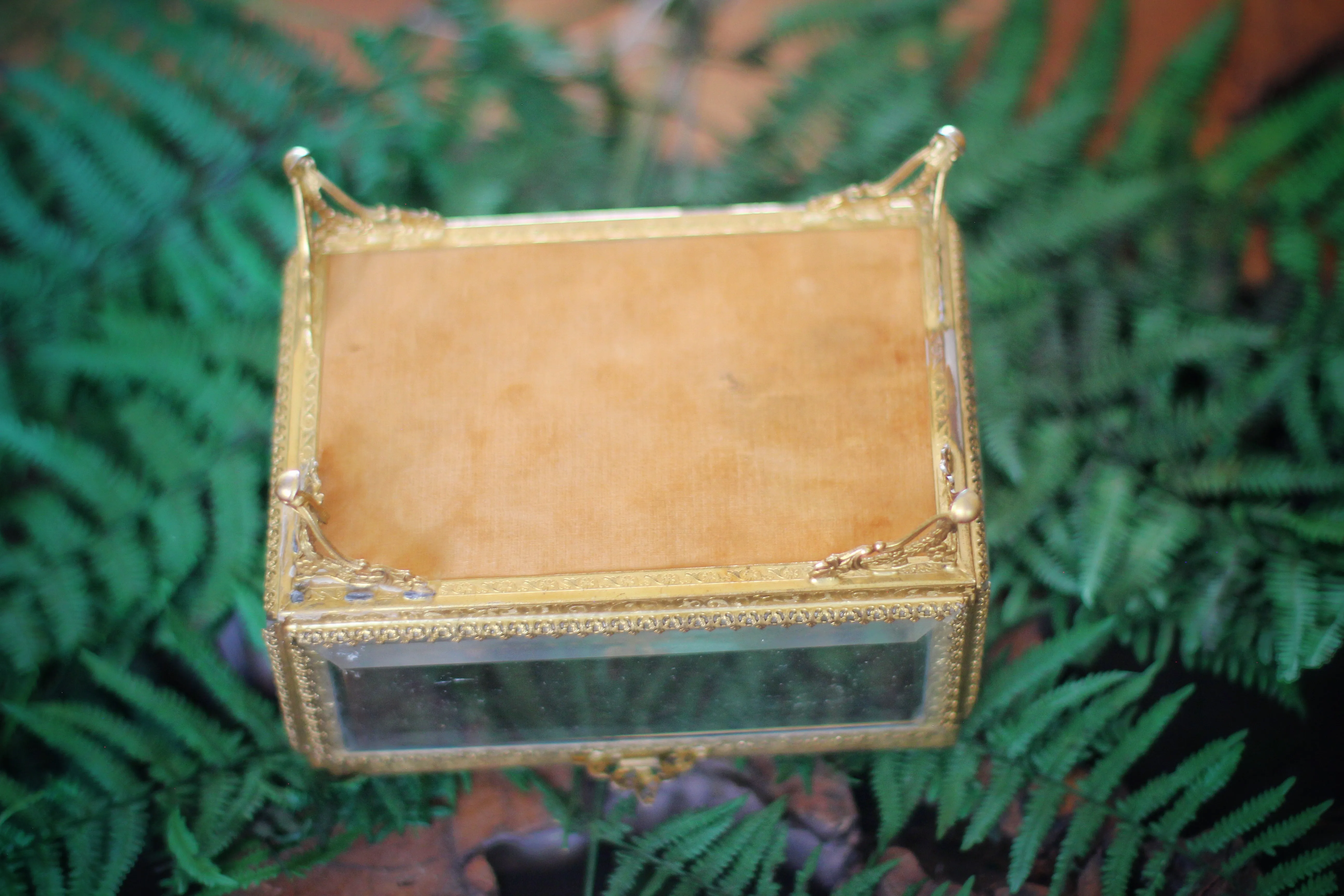 Vintage Tufted Glass Jewelry Box