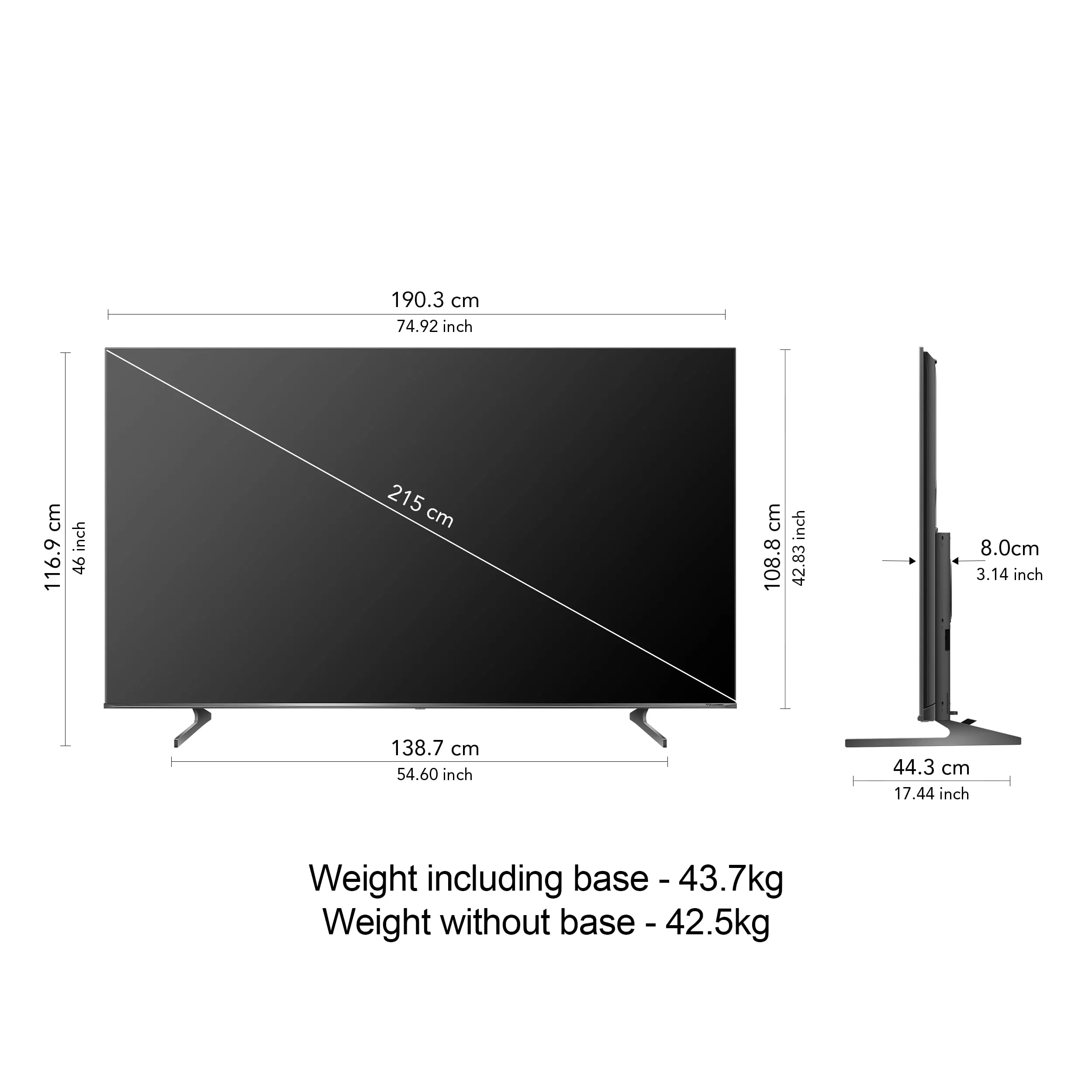 Vu 215 cms (85 inches) Masterpiece Series 4K Ultra HD Smart QLED TV 85QV (Jetplane Grey)