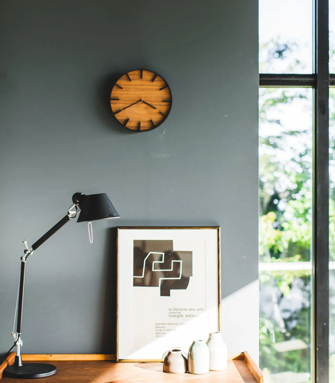 Wall Clock - Steel   Wood