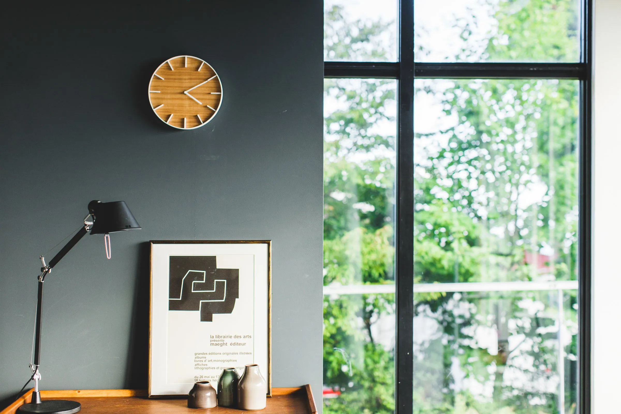 Wall Clock - Steel   Wood