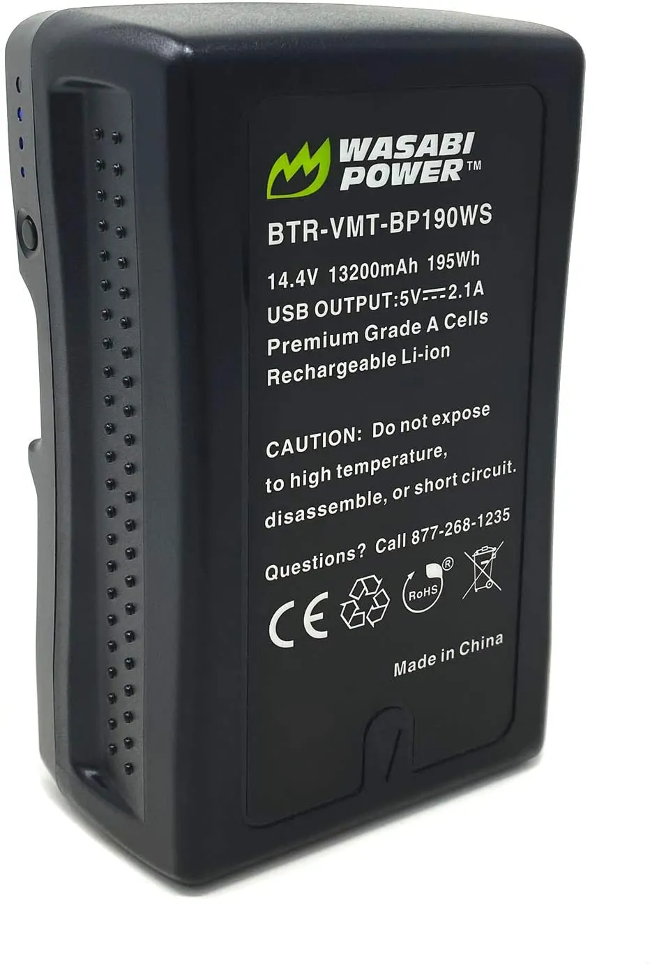 Wasabi Power V-Mount Battery BP-190WS BP190WS (14.4V, 13200mAh, 195Wh) for Digital Cinema Cameras and Other Camcorders