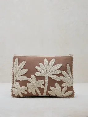 Westside Home Brown Embroidered Pouch