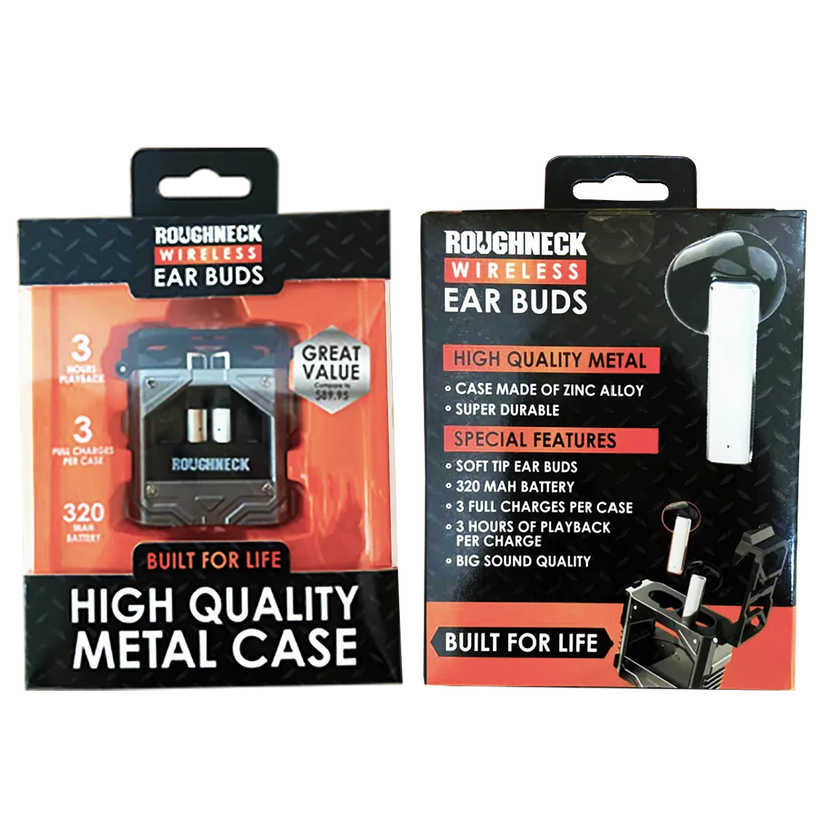 Wireless Earbuds Heavy Duty Metal with Case - 6 Pieces Per Retail Ready Display 23750