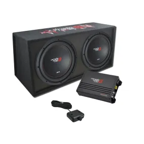 XED Series Dual 12" Vented Enclosure & Amplifier Bass Package - BKX212V